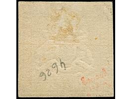 9 Kr. sattkarmin, schöne tiefe Farbe und für diese Ausgabe sehr gut geschnitten, ungebraucht mit  originaler Gummierung. Tade