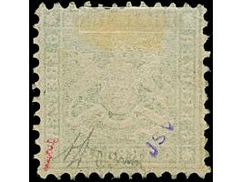 6 Kr. dunkelgrün in tiefer Nuance, gut gezähnt, mit schön erhaltener Wappenprägung, ungebraucht mit verlaufenem Gummi (nicht 