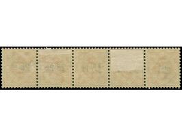 1916, 25 (Pf.) auf 25 Pfg. orange, waagerechter 5er-Streifen mit alle fünf verschiedenen Versuchsaufdrucken, ungebraucht, zwe