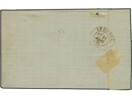 20 C. grauultramarine, Spitzen nach oben, in Doppelfrankatur mit Napoleon 20 C. blau, alle Marken entwertet durch französisch