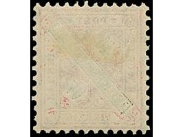 40 Pfg. lebhaftkarminrot/schwarz (leuchtendorangerot quarzend), farbfrisch und gut gezähnt, ungebraucht mit frischem Original