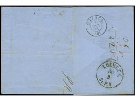 “SPAN./PREUS./PORT./T.T.”, Ra.2, sauber auf Briefhülle 1865 von Kopenhagen mit Duplex "181/S.J.JB.P.SP.B."nach Malaga