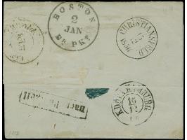 "CHRISTIANSFELD 15/12 1856", dänischer EKr. rückseitig auf unbezahlter Briefhülle mit komplettem Inhalt, mit Leitvermerk "via