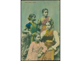 DIVERSES: "Vom Auslande über Bahnpost 21 (Hof-Leipzig). Eingeschrieben", gezähnter R-Zettel auf Postkarte von Colombo, Ceylon