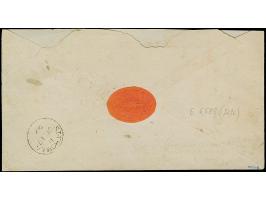 ¼ Gr. bräunlichlila und 5 Gr. ocker im senkrechten Paar, in Mischfrankatur mit gezähnter Ausgabe 2 Gr. ultramarin im waagerec