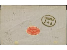 1 Gr. karmin und 2 Gr. ultramarin, mit auf- und nebengesetztem Ra3 "GRÜNBERG I. SCHLESIEN 29 1 69"auf Briefhülle über Triest,