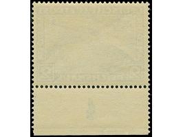 1930, Südamerikafahrt 2 Mark mit liegendem Wasserzeichen und Plattenfehler “Mond über Luftschiff” (Feld 49), Unterrandstück, 