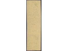 1942, Hitler 1 M. Probedruck ungezähnt in Schwarzgrün im senkrechten Zwischenstegpaar auf dünnem, gelblichem, holzartigem Pap