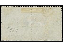 5 Sgr. dunkelgelblichgrün auf gestrichenem Papier, waagerechtes Paar, farbfrisch und üblich durchstochen, leicht entwertet du