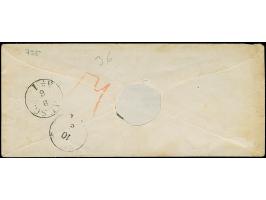 10/4 Ggr. auf graubraun im waagerechten Streifen, links und rechts unten leicht berührt, mit Nr. "47" und nebengesetztem blau