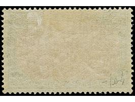 5 M. grünschwarz/dunkelkarmin (karmin bis bräunlichlila quarzend), Zähnungslöcher 25 : 16, farbfrisch und normal gezähnt, ung