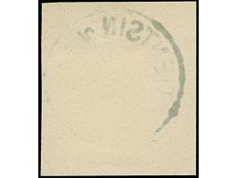 Krone/Adler 3 Pfg. lebhaftbraunocker mit klarem Stempel “TIENTSIN DP *a 26.12.00” auf Briefstück in tadelloser Erhaltung. Ein