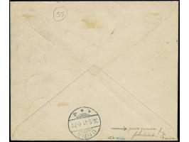 Krone/Adler 2 Pfg. im senkrechten Paar in Mischfrankatur mit Germania 3 Pfg. dunkelorangebraun im senkrechten Paar und Einzel