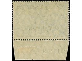 1906/19, 1 Dollar auf 2 M. Kriegsdruck, Zähnungslöcher 25:17 mit glänzendem Aufdruck nach rechts und Abstand 11 mm, Unterrand