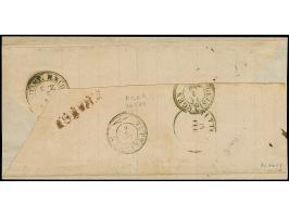 9 Kr. auf lilarosa, in Mischfrankatur mit 1858, 3 Kr. auf blau, erstere etwas stärker angeschnitten, mit Nr. "60" und nebenge