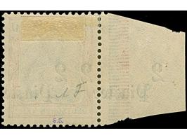 1905, 2 Pia. auf 40 Pfg. mit Aufdruckfehler “seitwärts stark verschobener Aufdruck 22 Piaster und anhängender linker Bogenran