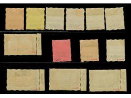 Amtlich nicht verausgabt: 3 C. auf 3 Pfg. bis 6 Pes. 25 cts. auf 5 M. “Deutsches Reich” ohne Wasserzeichen mit Aufdruck der A