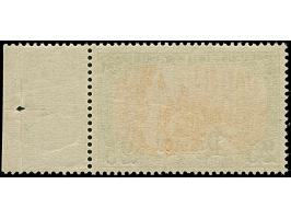 1905, 25 Piaster auf 5 M. grünschwarz/dunkelkarmin (Mittelstück gelblichrot quarzend), Randstück mit Passerkreuze. Die farbfr