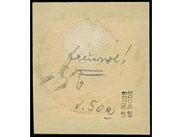 1890, Krone/Adler 50 Pfg. lebhaftbräunlichrot mit EKr. “FINSCHAFEN 2.9.90” auf Briefstück. Die Marke mit kurzem Zahn unten re