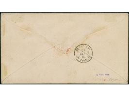 1865/67, 1⅓  Sch. lebhaftrotkarmin, waagerechter Vierer-Streifen und 3 Einzelmarken in Mischfrankatur mit Preußen 10 Silbergr