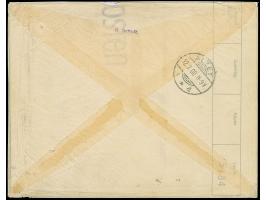 1899/1900, Diagonalaufdruck 3-50 Pfg. komplett je mit Stempel “SAIPAN MARIANEN 1.4.oo” auf überfrankiertem R-Brief nach Alzey