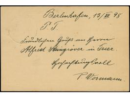 “DSP NEU-GUINEA ZWEIGLINIE *b 2.1.99” (Dampfer Stettin) recht klar auf Aufdruck-Ganzsachenkarte 10 Pfg. mit Text mit Datierun