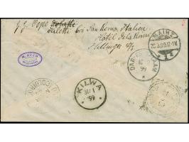 1890, Krone/Adler 25 und 5 Pfg. in Mischfrankatur mit Ausgabe 1896/99 2 P. auf 3 Pfg., 5 P. auf 10 Pfg. und 10 P. auf 20 Pfg.