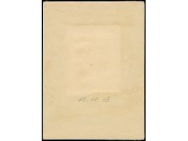 1943, Goldschmiedekunst 12 Pfg. &nbsp;als ungezähnter Probedruck in Schwarz auf Barytpapier auf Vorlage-Passepartout im Forma