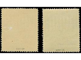 1943, 800 Jahre Hansestadt Lübeck 12 Pfg. als gezähnte Probedrucke in Karminrot bzw. Blauviolett, postfrisch, ein Wert mit Gu