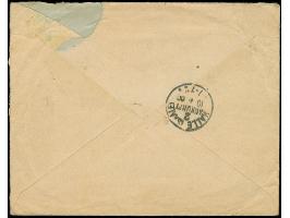 1900, Steilaufdruck 5 Pfg., zwei senkrechte Paar mit Stempel “SAIPAN MARIANEN 12.9.00” als tarifgerechte Mehrfachfrankatur au