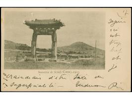 4 ch., fresh colours, tied by cds."SEOUL 6 JUIN 3" with transit “CHEMULPO” and “SHANG-HAI 12 UIN 03” to UPU illustrated postc