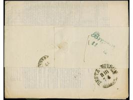 1852, blue fiscal handstamps “TE ZEGELEN” and “NOORD HOLLAND 1 C.” on a complete printed matter and its wrapper, dated inside