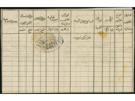 KALAS (GALATZ), "AN CANIB-I POSTA-I KALAS", blue negative seal cancel, nice clear strike on tatar postal document from Shumnu