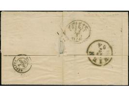 1866, unpaid lettersheet from "GALATZ 9/2" (beneath Greek stamps) to Corfu with transit marks of Vienna and Triest on reverse