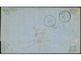 IBRAILA: "5087", GC in blue, clear on 2 pairs Napoleon lauré 10 c. bistre, on letter sheet without dispatch mark to Athens, w