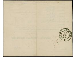 "BERLIN** 11.5.72" (Spalink 1N4b) klar in blau auf kleiner Schild ⅓ Gr. dunkelsmaragdgrün mit fehlendem Zahnloch oben und unt