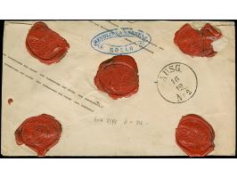 “COELN** 15.12.65” (Spalink 4-2) mehrfach auf Ganzsachenumschlag 2 Sgr. mit Zufrankatur Wappen 6 Pfg. orange als Wertbrief na