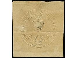 1852, Scinde Dawk 1 a. white, large margins, cancelled by pen cross; horizontal crease, otherwise fine and fresh