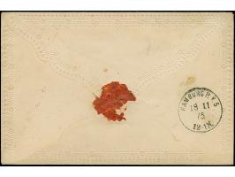 “HAMBURG 18.NOVBR,75” (Spalink 17-10) sehr klar auf 5 Pfge violett auf farblos geprägtem Zierbrief als Ortsbrief nach St. Geo