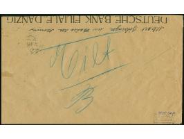 Flugpost 250000 M. - 5 Mio. auf 50.000 M. komplett je mit Stempel “DANZIG *1t 21.10.23” mit Zufrankatur auf überfrankiertem L