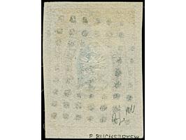 KARPINENY (Besarabia): 10 kopeck brown &amp; blue, large margins, used by upright central strike of dotted rectangular “221”.