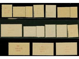 1943, Freimarken 1-25Q. einheitlich mit Aufdruckfehler “S von Shtator gebrochen”, Aufdruckfeld 7 bzw. 28, teis Randstücke, po