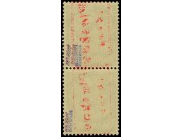 1941, 20 K. auf 1 Pfg., roter Handstempelaufdruck, senkrechtes Paar, dabei die obere Marke mit doppeltem Aufdruck, postfrisch