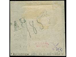 LIBAU (Latvia): 10 kopeck brown &amp; blue, large margins, tied by 3-line handstamp "LIBAU .. MAI 1858" to piece. Very fine. 