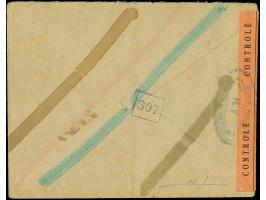 Merkurkopf 40-50C. sowie Pétain 60C., letzter Wert als Unterrandstück, sauber mit Stempel "FESTUNG LORIENT ZENSUR 22. Feb. 19