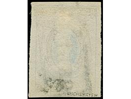 OLGOPOL (Ukraine): 10 kopeck brown &amp; blue, large even margins, cancelled by complete and quite clear strike of pre-philat