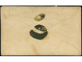 “ECKWARDEN” blauer L1 auf 1/30 Th. auf blau, auf geprägtem Zierbriefumschlag mit zweitem Abschlag rechts oben nach Oldenburg,