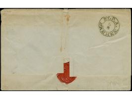 “ATENS”, blauer L1 auf allseits voll- bis breitrandiger 1/30 Th. auf blau, Type III auf Briefhülle mit weiterem Abschlag des 