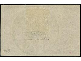 ½ Gr. braunorange im waagerechten Paar, linke Marke mit kleiner Druck-Besonderheit “ausgebliebener Druck oberhalb des E von O