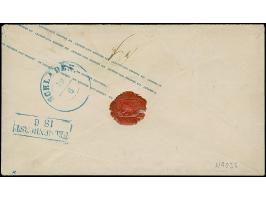 1 Gr. Umschlag 1 Gr. rosa mit tarifgerechter Zufrankatur 2 Gr. lebhaftgrauultramarin mit Durchstich 11¾ und mit blauem, überg